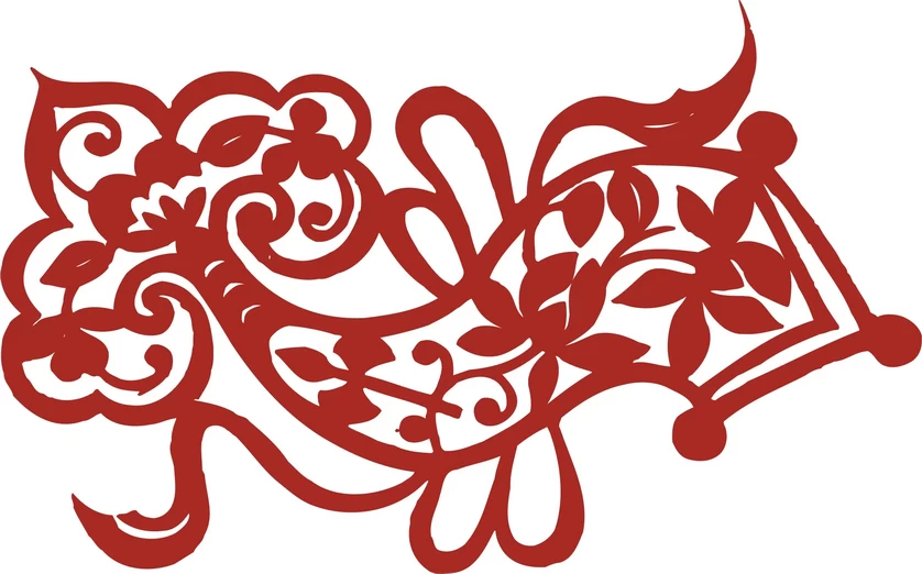 中国风中式传统喜庆民俗人物动物窗花剪纸插画边框AI矢量PNG素材【1064】